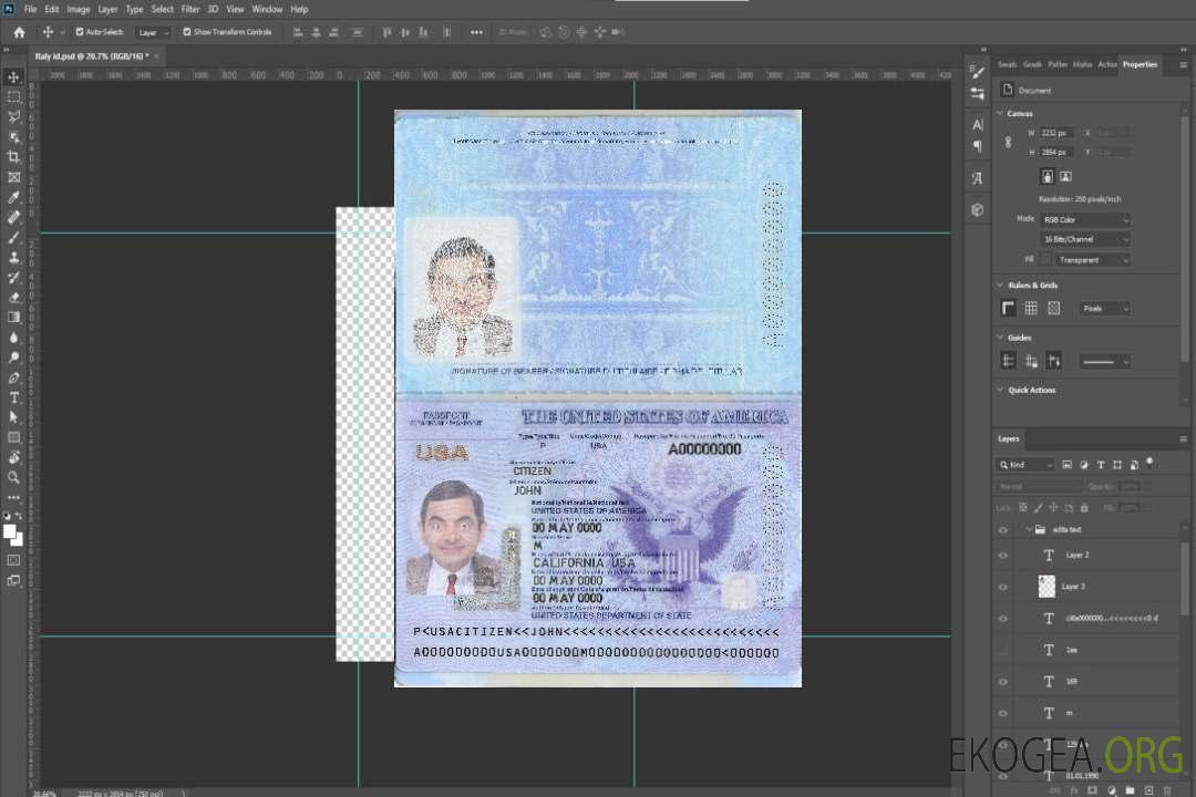 Passeport américain NOUVEAU 2020 template Passeport américain NOUVEAU 2020 template